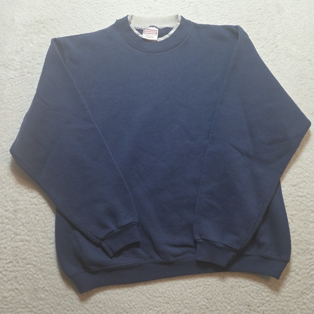 Vintage Hanes Sweater Crewneck Sweatshirt Men's XL Blue Cotton Polyester USA